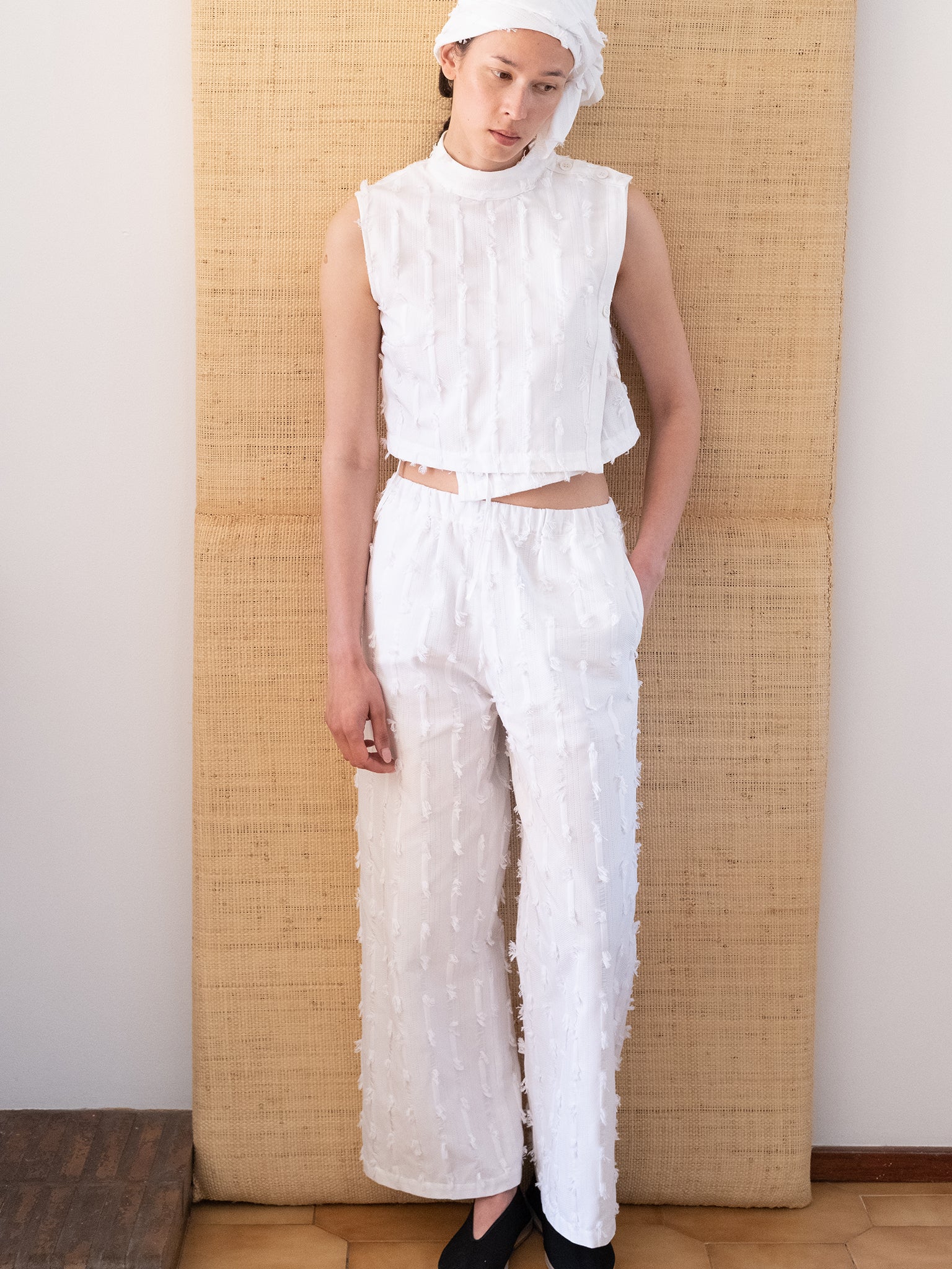 Reality Studio Maki trousers, white fringy