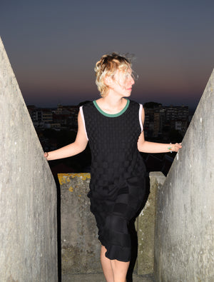 Reality Studio Square knit dress black green rose